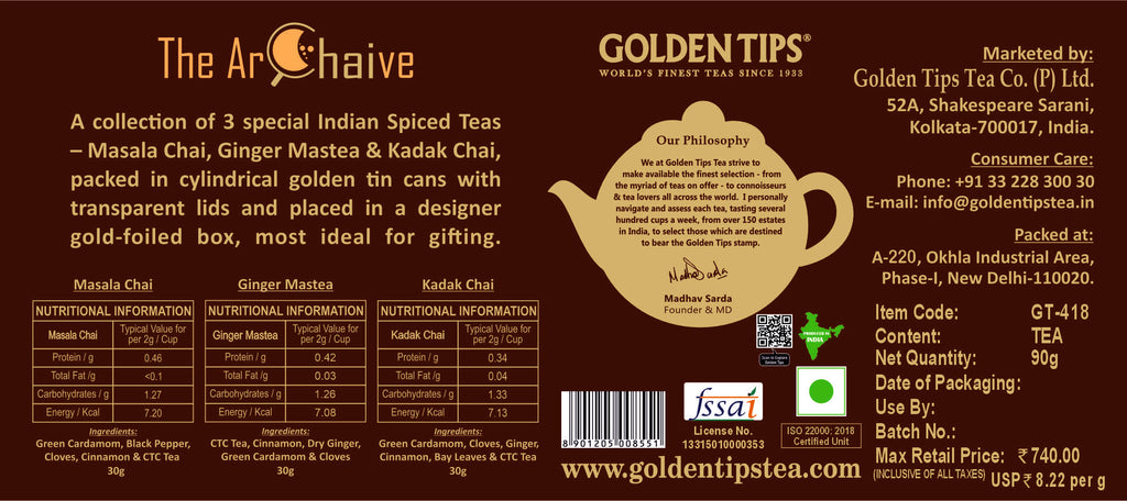 The Archaive - 3 in 1 Gift box Combo - of Masala Chai, Ginger Mastea & Kadak Chai