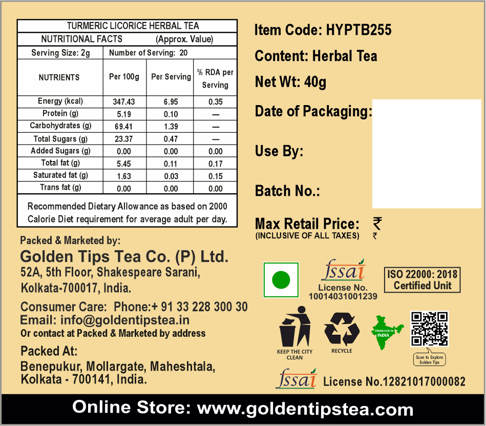 Herbyoga Turmeric Licorice Herbal Tea