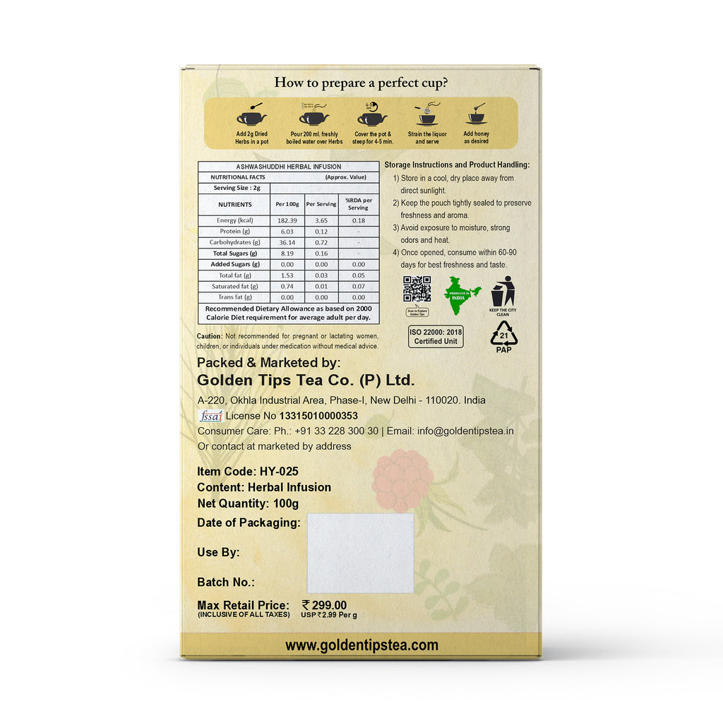 Herbyoga Ashwashuddhi Ashwagandha Herbal Infusion (Herbal Tea)
