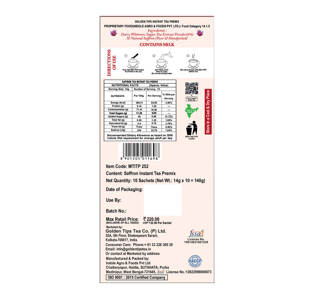 Saffron Instant Tea Premix