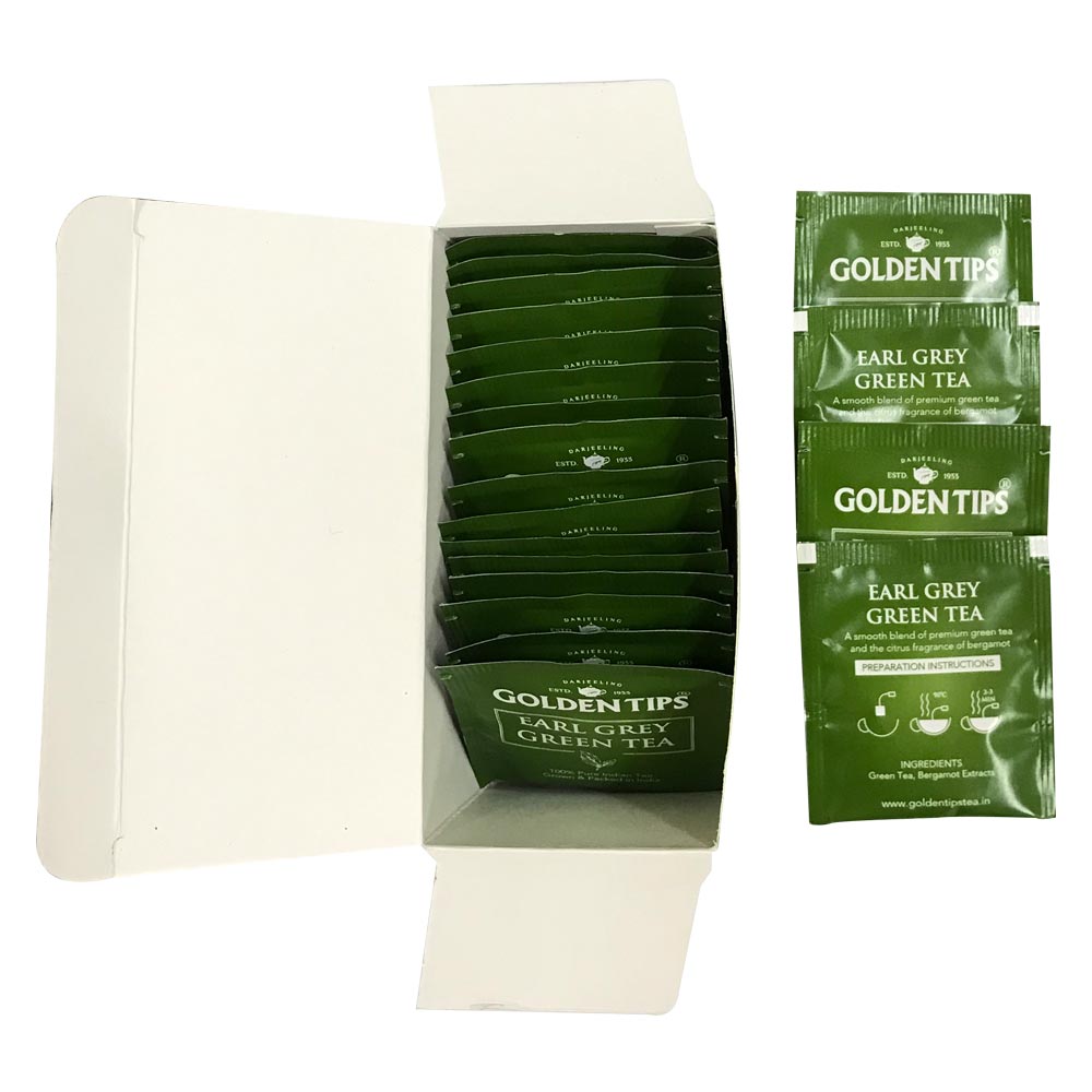 Earl Grey Green Envelope - Tea Bags - Golden Tips Tea (India)