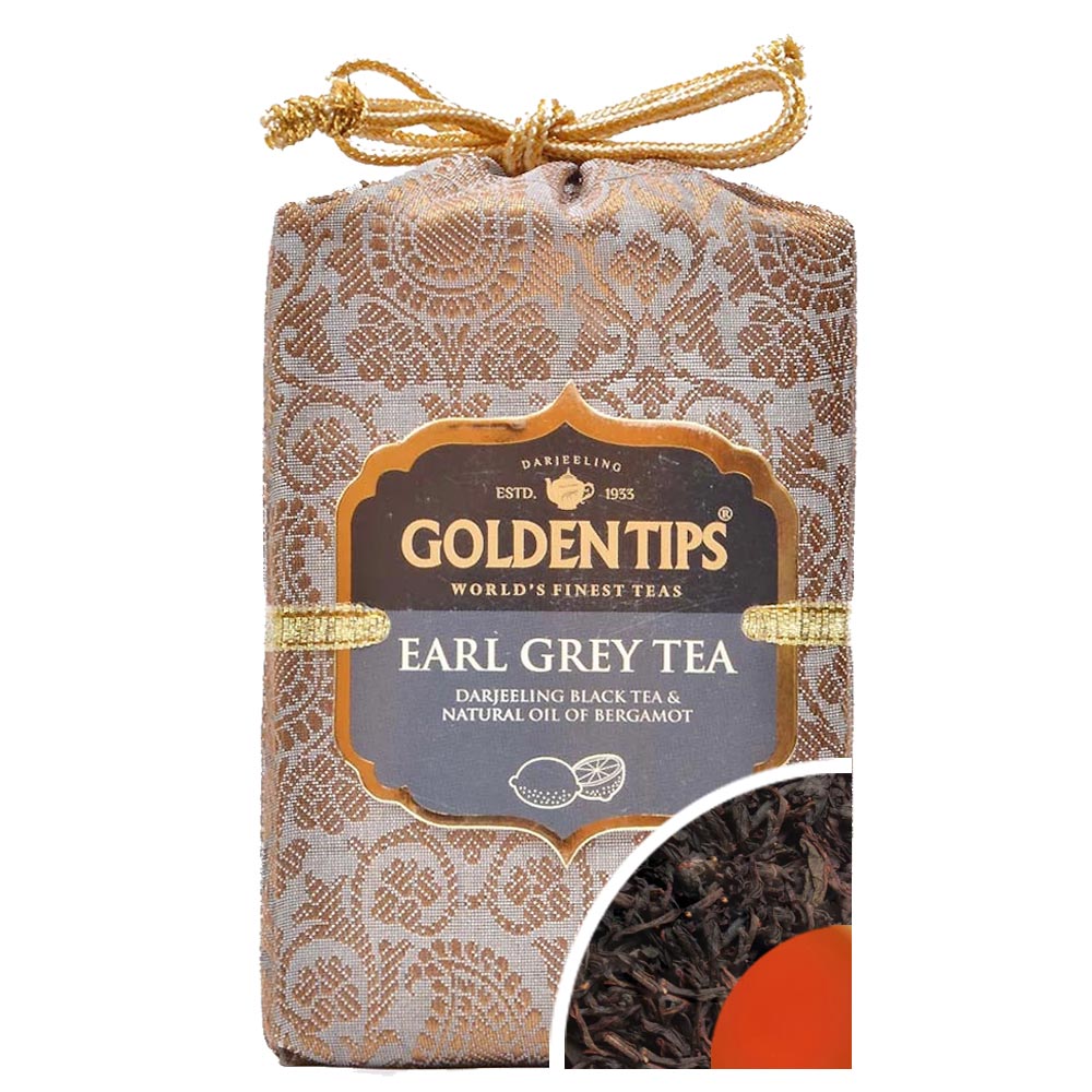 Earl Grey Black Tea - Royal Brocade Cloth Bag - Golden Tips Tea (India)