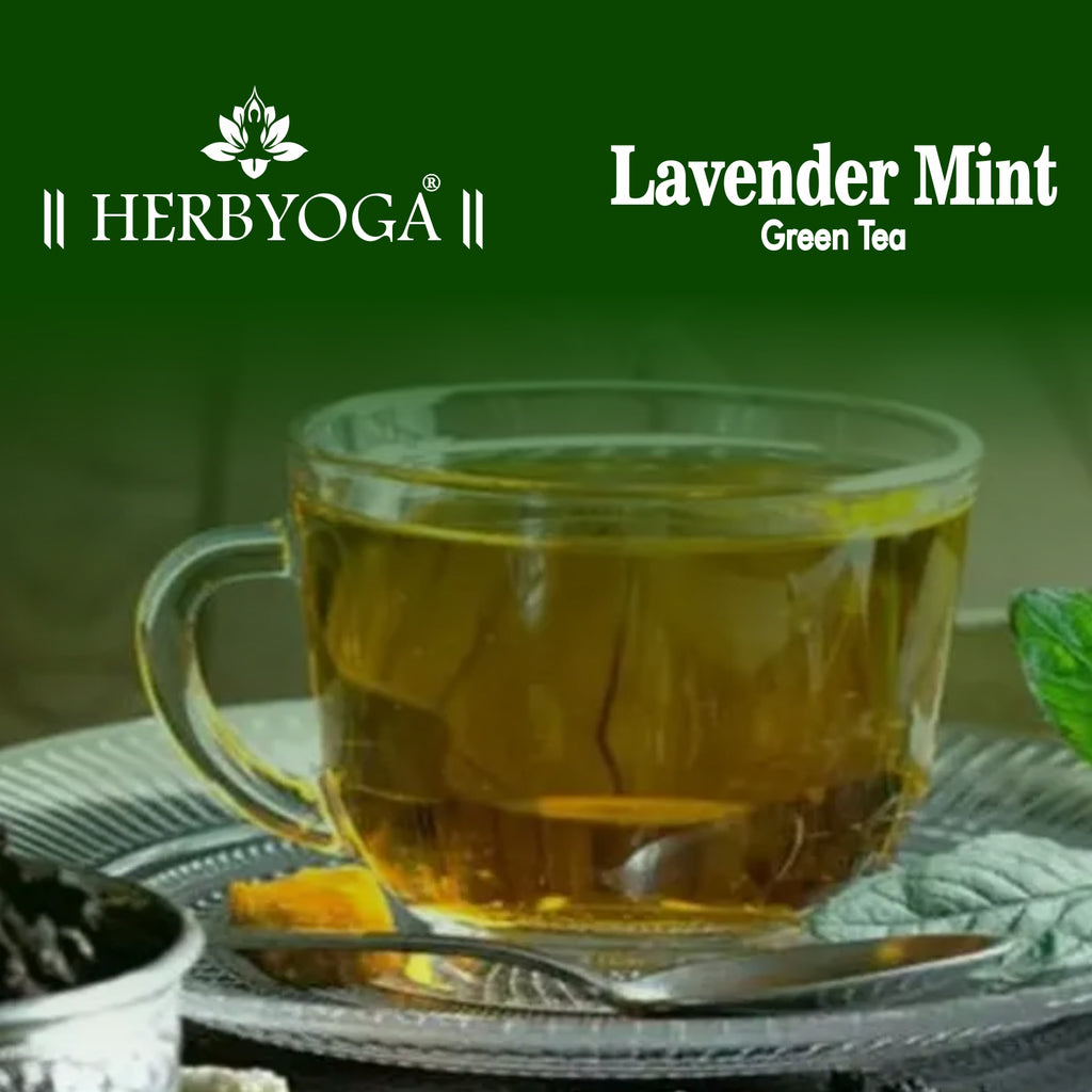 Herbyoga -Lavender Mint Green Tea (100 gm) - Golden Tips Tea (India)