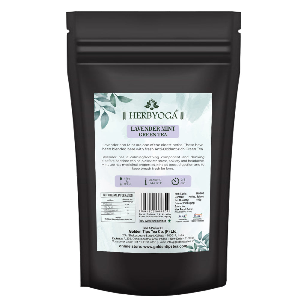 Herbyoga - Lavender Mint Green Tea - Golden Tips Tea (India)