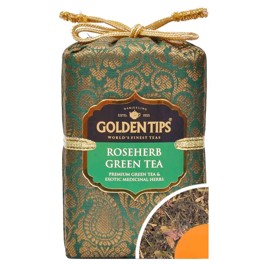 Roseherb Green Tea - Royal Brocade Cloth Bag - Golden Tips Tea (India)