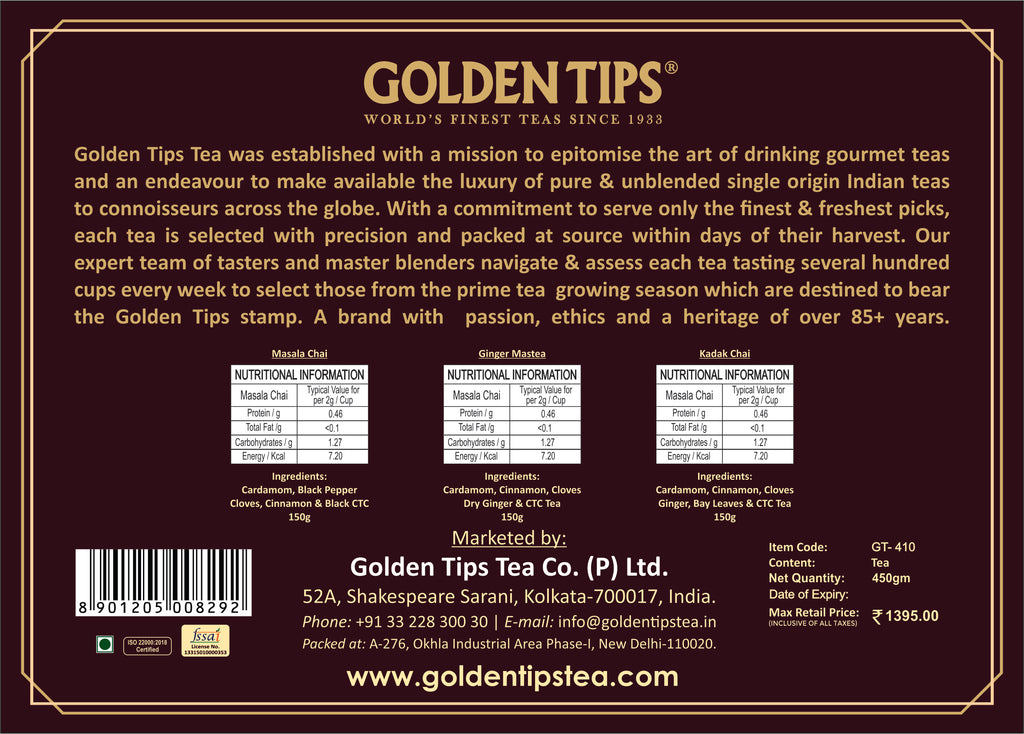 Gift Box Combo - Traditional Masala Chai + Ginger Mastea + Kadak Chai
