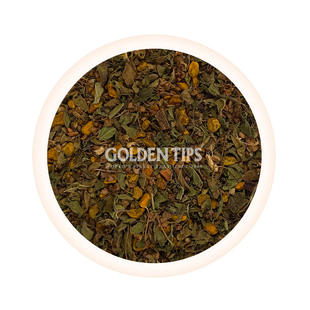 Herbyoga -Tulsi, Turmeric & Ginger Herbal Tea (100 gm) - Golden Tips Tea (India)