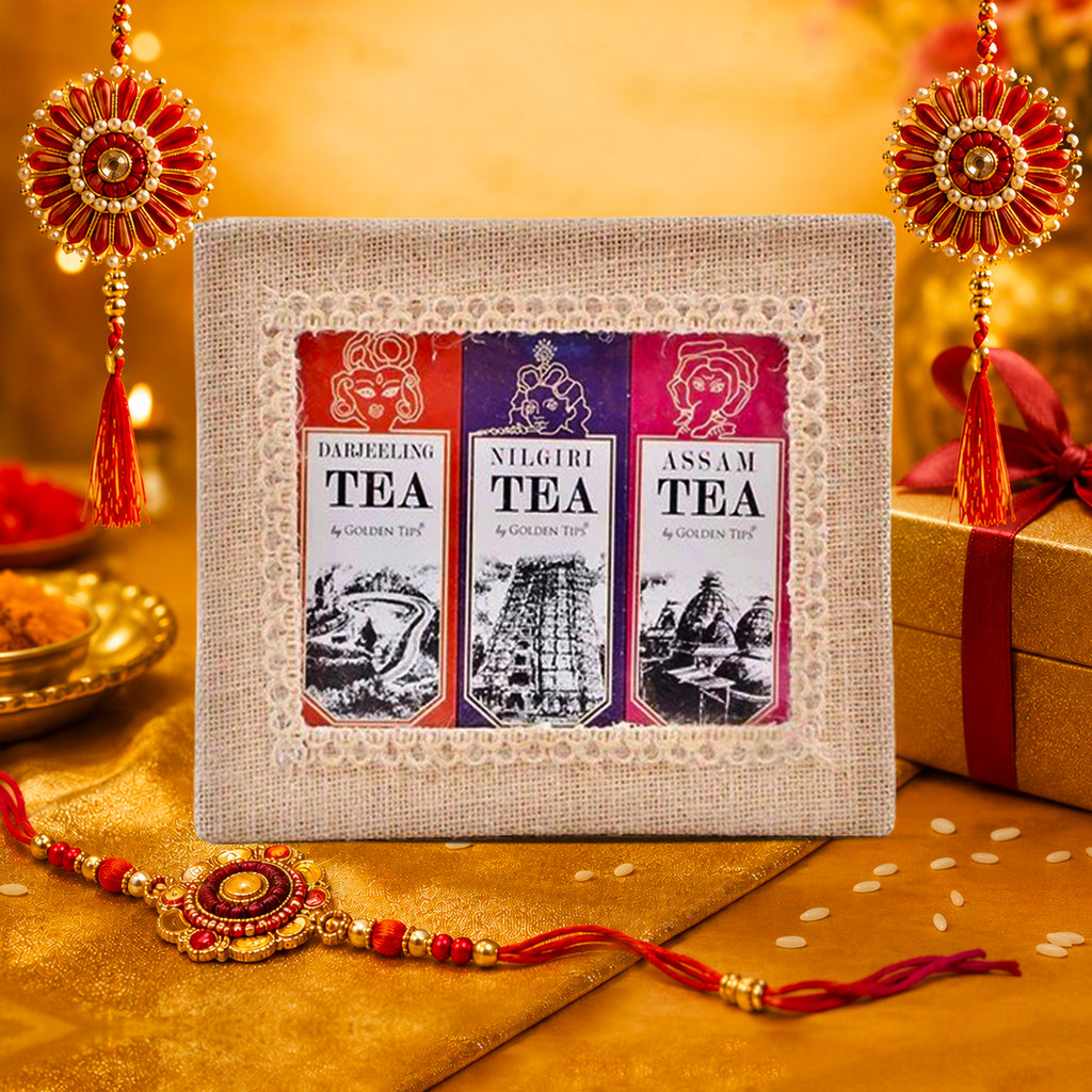 3-in-1 Delightful Teas (Darjeeling, Assam & Nilgiri) in Handcrafted Jute Box ( 50 Gram Each )