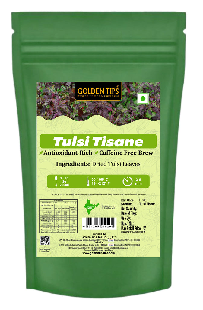 Tulsi Tisane Herbal Tea - Caffeine-Free - Antioxidant-Rich Infusion