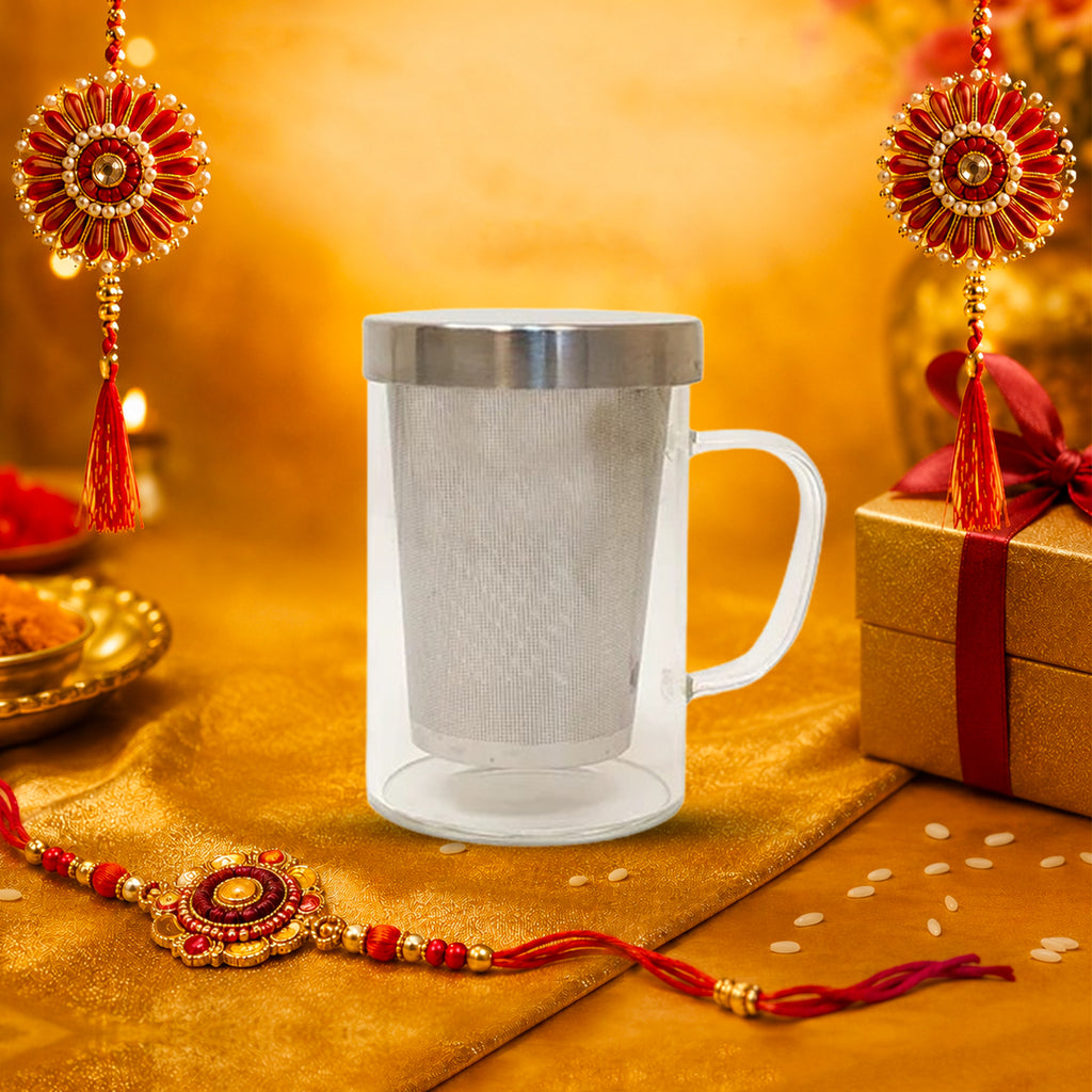 Glass Mug & Steel Lid & Fine Steel Mesh Infuser