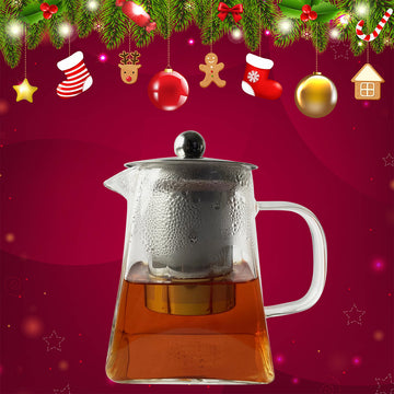 Pyramid-Shaped Borosilicate Glass Teapot with Steel Infuser