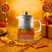Pyramid-Shaped Borosilicate Glass Teapot with Steel Infuser