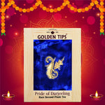 Pride Of Darjeling Rare Second Flush Tea in Pinewood Box with Zardosi Work on Velvet Pouch