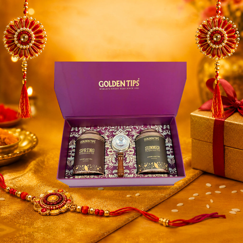 Special Darjeeling Teas Collection with Silver Coated Brass Traditional Tea Strainer
