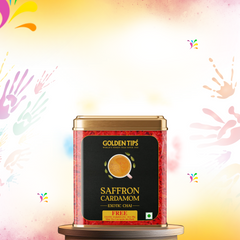 Saffron Cardamom Exotic Chai India's Authentic Spiced Tea - Tin Can (Free Exotic Darjeeling Tea 35g)