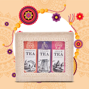 3-in-1 Delightful Teas (Darjeeling, Assam & Nilgiri) in Handcrafted Jute Box ( 50 Gram Each )