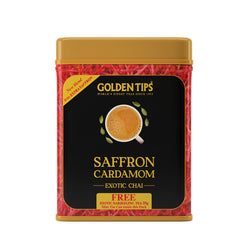 Saffron Cardamom Exotic Chai India's Authentic Spiced Tea - Tin Can (Free Exotic Darjeeling Tea 35g)