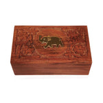 Premium Second Flush Darjeeling Tea in a Carved Wooden Box with Brass Elephant - Golden Tips Tea (India)