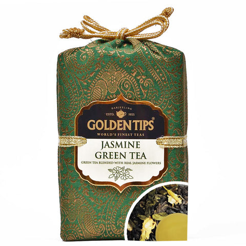 Jasmine Green Tea - Royal Brocade Cloth Bag - Golden Tips Tea (India)