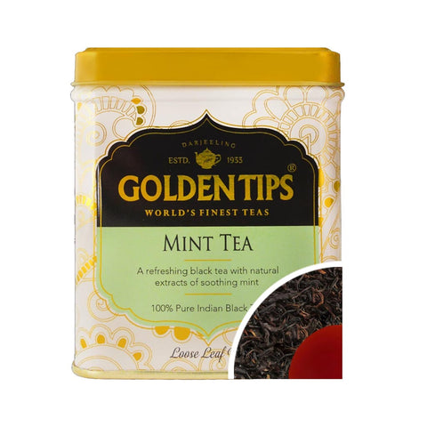 Mint Flavoured Black Tea- Tin Can - Golden Tips Tea (India)