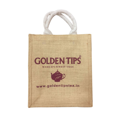 Set of 2 (two) Golden Tips Printed Multipurpose Jute bags / Gift bags (31x28x9 cm) - Golden Tips Tea (India)