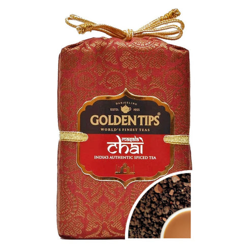 Masala Chai India's Authentic Spiced Tea - Royal Brocade Cloth Bag - Golden Tips Tea (India)